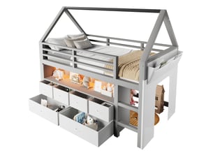 Lit mezzanine 90x200 cm DESVIAE coloris gris