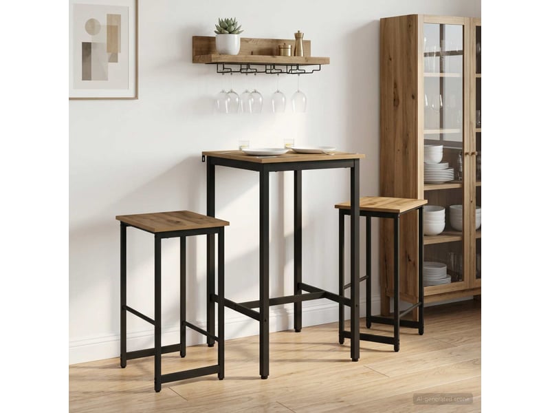 Lot de 2 tabouret de bar, chaise de bar chêne artisanal 40x32x74 cm shl63641  - Conforama B