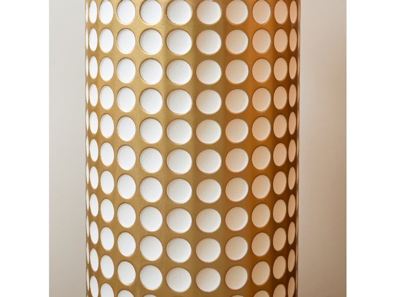 Lot de 3 vases de sol en métal doré à pois blancs, hauteurs 50, 66 et 83 cm pour fleurs séchées décoratives - Conforama D