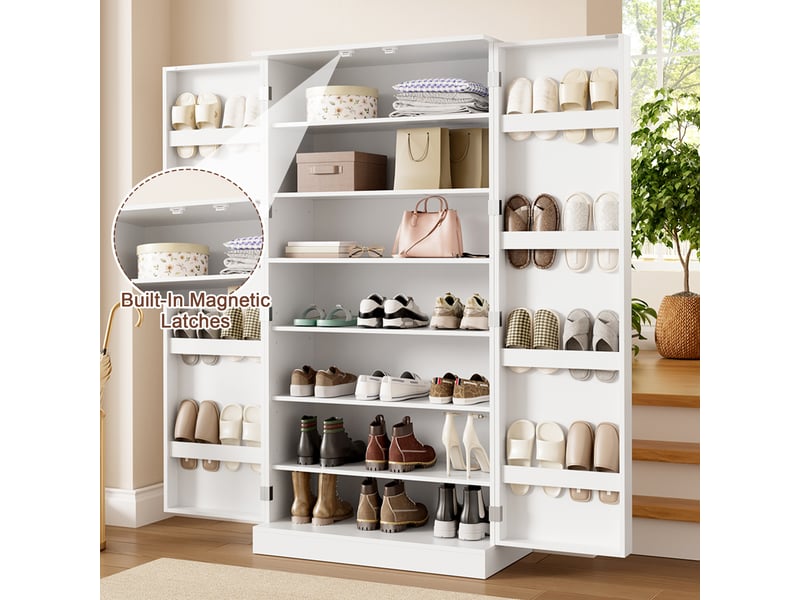  Meuble à chaussures avec étagères de porte blanc 80x40x160 cm  - Conforama D