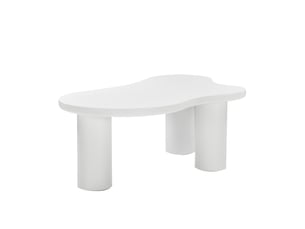 Table basse forme atypique coloris blanc MEUBLIV  - 66 cmx107 cm