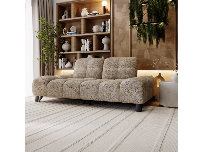  Canapé 2 places avec dossier amovible en tissu taupe foncé  - Conforama D