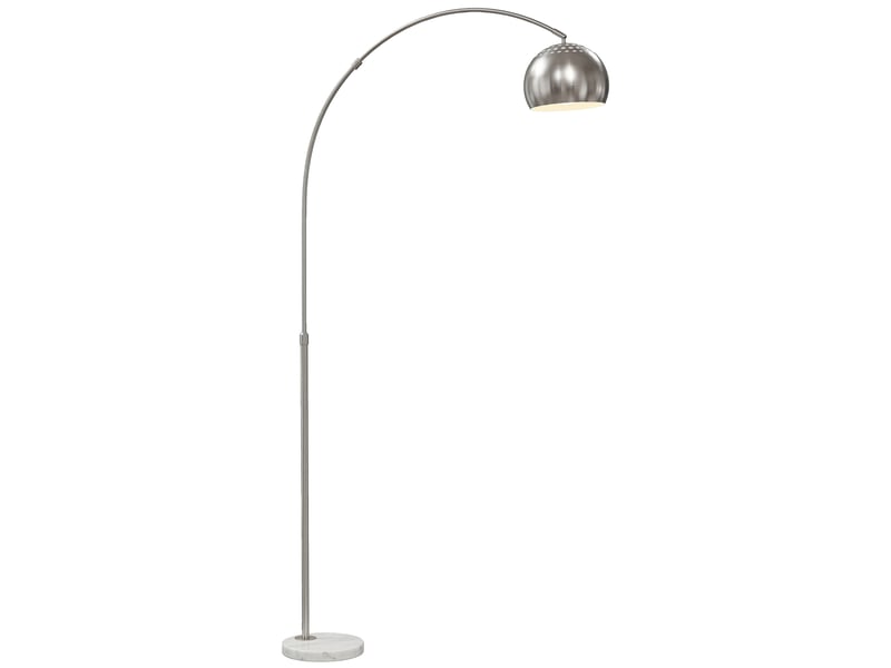  Lampadaire à arc argenté avec pied en marbre, tête orientable, 167 cm pour salon et chambre  - Conforama A