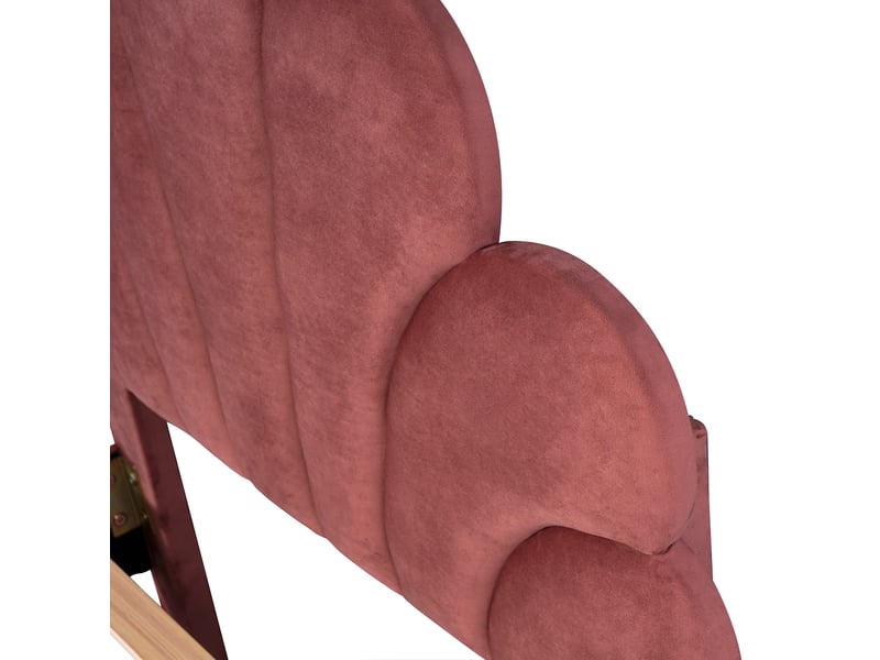  Lit simple enfant 200×90 cm avec tête de lit fleur et sommier à lattes, sans matelas, en velours rouge  - Conforama E