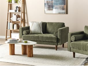 Canapé droit fixe <strong>BELIANI</strong> <strong>440959</strong> 2 places Tissu vert avec coffre de rangement