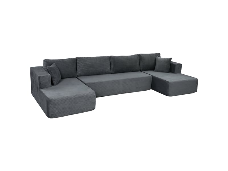  Canapé modulaire en u 4 places, 2 méridiennes, canapé 2 places, 6 coussins, sans montage, gris, 369 x 152 x 78 cm  - Conforama B