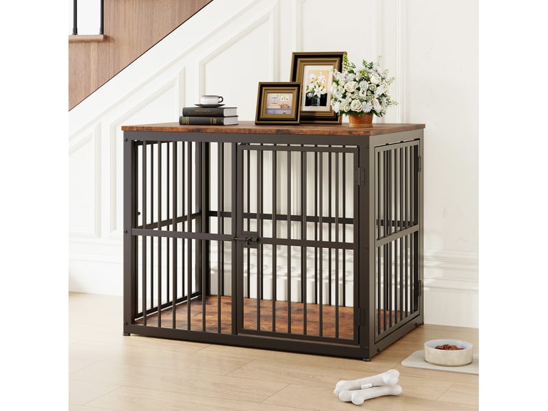  Niche modulable 84 x 56 x 66 cm - noir et marron rétro - 3 portes, plateau étanche et extensible  - Conforama B