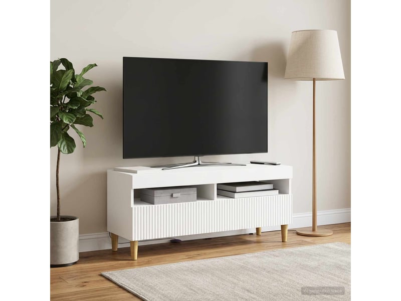  Meuble tv - banc tv - meuble de rangement led blanc bois d'ingénierie  - Conforama B