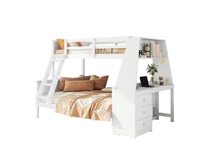 Lit superposé 140x200 cm <strong>MERAX</strong>  <strong>lit enfant blanc</strong> coloris blanc