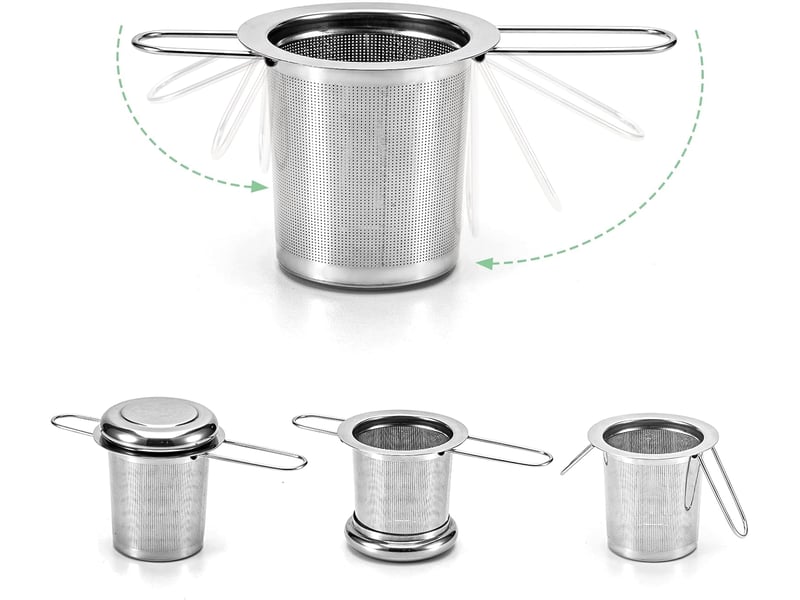  Filtre à thé, infuseur à thé en acier inoxydable 304 avec poignée et couvercle pliables pour tasses et théières de différentes tailles (a-2pcs) QA003893 - Conforama E