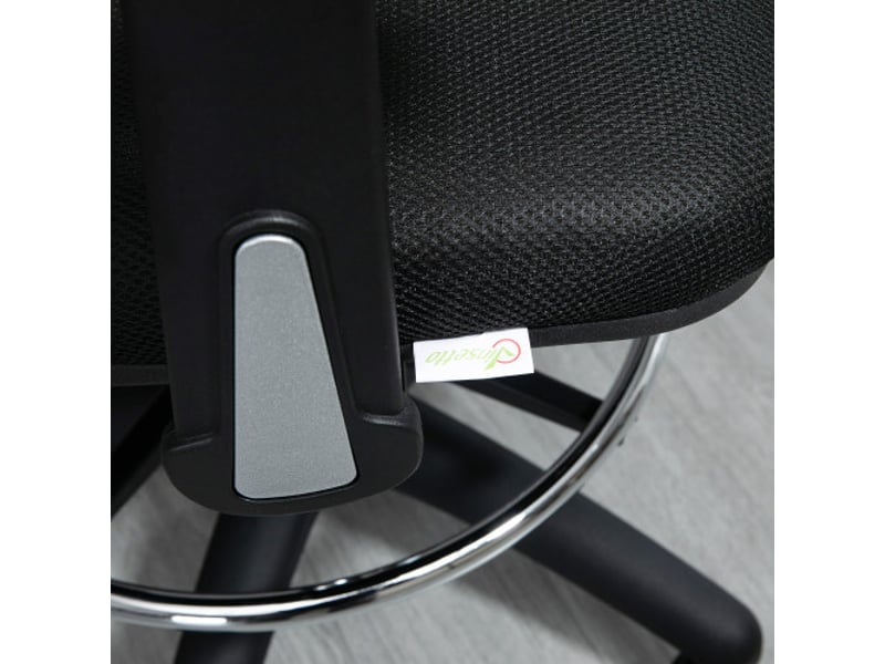  Chaise de bureau ergonomique en mesh noir, accoudoirs, repose-pieds, réglable 95-115 cm  - Conforama E