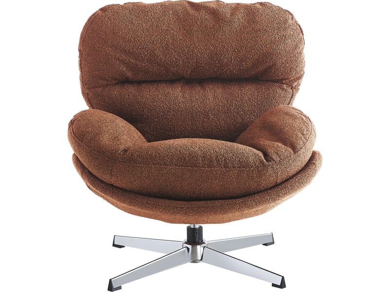  Fauteuil pivotant en tissu bouclé rouille et piètement chromé - oli Oli - Conforama A