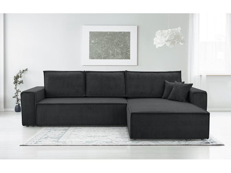 Canapé d’angle en velours côtelé gris foncé cedria – 287 cm CedriaMini - Conforama B