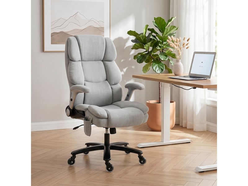  Chaise de bureau avec soutien lombaire pneumatique, accoudoirs relevables, ressorts ensachés, gris clair  - Conforama C