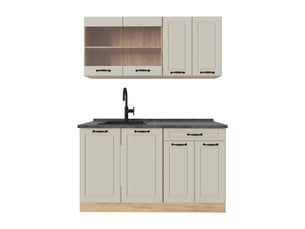 Vicco cuisine, sable campagnechêne doré, 140cm plan de travail anthracite
