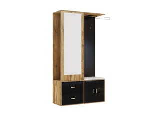 Armoire 2 porte(s) battante 2 tiroir(s) <strong>MERAX</strong> <strong>armoire noir</strong> coloris noir largeur 100 cm