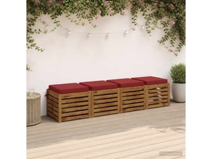 Lot de 4 coussins de siège, coussins d'assise soest 100 % polyester bordeaux cf60362