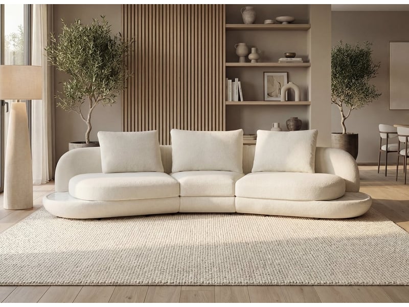 Canapé 4 places en velours tissé écru darius DARIUS - Conforama B