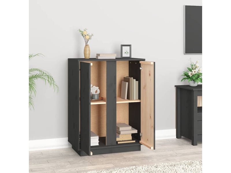  Buffet - bahut - meuble de rangement gris 60x35x80 cm bois massif de pin  - Conforama C