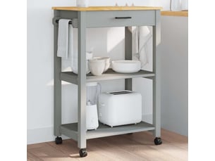 Desserte de cuisine, chariot de rangement monza 60x40x88,5 cm gris bois massif de pin
