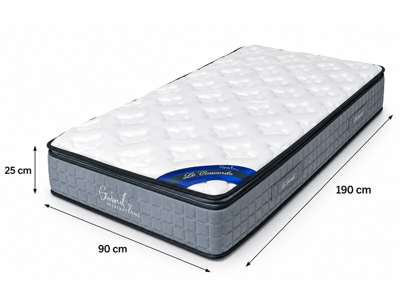  Matelas le concorde – 90x190x25 cm – ressorts ensachés – grand confort &amp; soutien ferme  - Conforama C