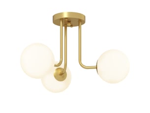 Plafonnier led 25w, luminaire plafonnier 3 lumières avec douilles g9, abat-jour globe, 42 x 42 x 26,5 cm, doré