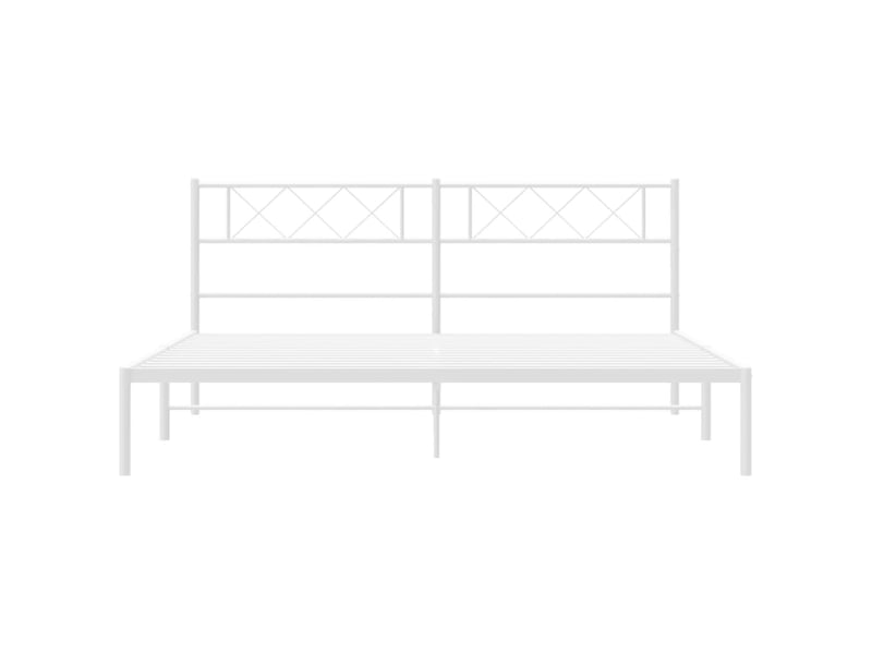 Lit double- lit adulte - cadre de lit métal sans matelas et tête de lit blanc 200x200 cm - Conforama D