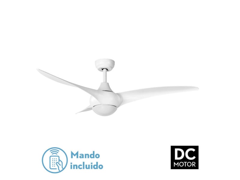  Ventilateur de plafond fabrilamp canea dc blanc 3 pales 134 cm 6 vitesses led 24 w télécommande 185591301 - Conforama C