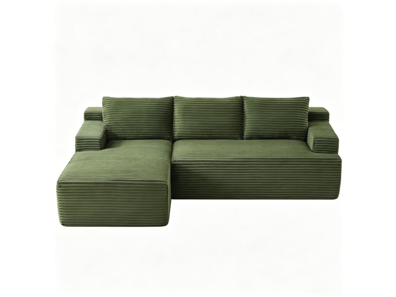  Canapé d'angle gauche 238 x 152 x 66 cm – vert – tissu côtelé, 4 places, sans montage  - Conforama A
