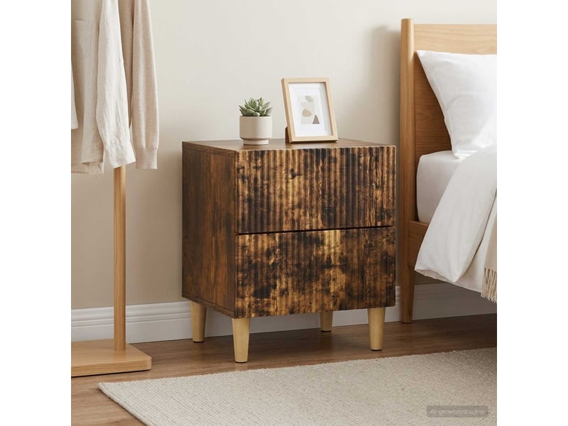  Table de chevet - cabinet de chevet - table de nuit 2 pièces chêne fumé 43 x 34,5 x 48 cm  - Conforama C