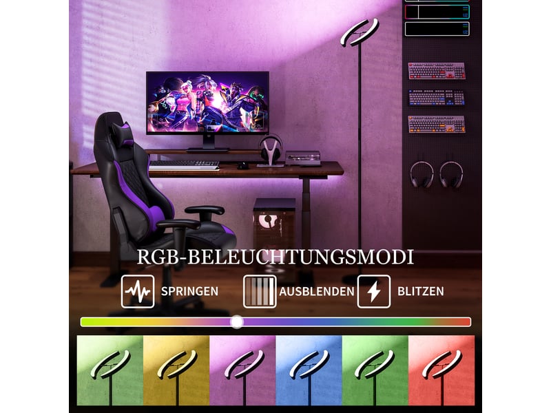  Lampadaire led rgb dimmable orientable à deux têtes noir ø30x188 cm  - Conforama E