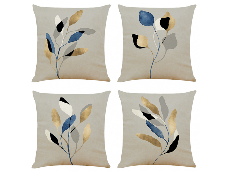  Lot de 4 housses de coussin décoratives en forme de feuille 45 cm x 45 cm gris 45 x 45 cm housses de coussin carrées en polyester doux pour salon, ca  - Conforama A