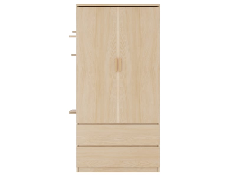  Armoire 2 portes avec 2 tiroirs, rangements dissimulés et panneau perforé latéral en mdf bois 70 × 50 × 170 cm  - Conforama A