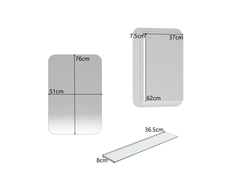  Armoire miroir murale rectangulaire blanche, étagères réglables, rangement  - Conforama C