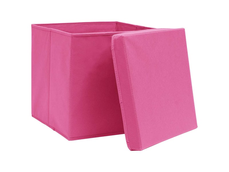  Boîtes de rangement avec couvercles 10pcs rose 32x32x32cm tissu  - Conforama C