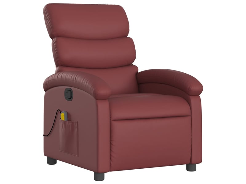  Fauteuil de relaxation tv fonction massage inclinable 6 points de massage en pvc rouge bordeaux dec027080  - Conforama A