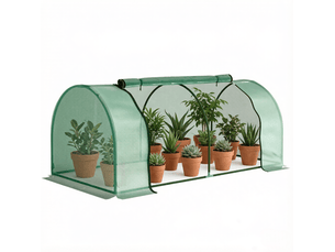 Mini serre de jardin 200 x 100 x 80 cm – vert foncé – porte enroulable zippée et structure acier avec liens de fixation