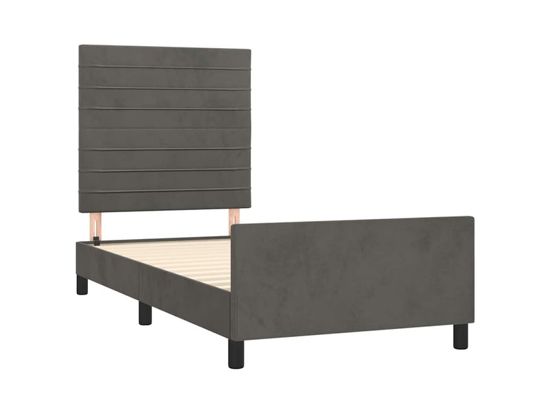 Lit simple- lit adulte - cadre de lit sans matelas gris foncé 80x200 cm velours - Conforama C
