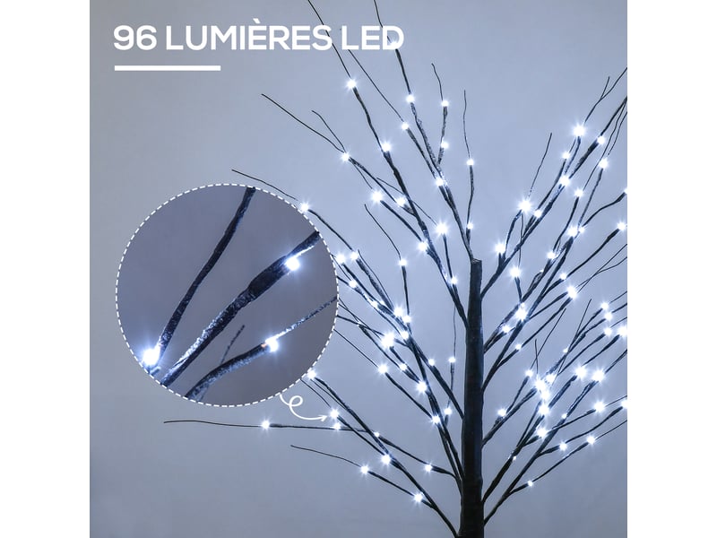  Arbre lumineux led - décoration lumineuse blanc froid - 96 leds - usage intérieur - 150 cm - décoration de noël chambre maison marron  - Conforama D