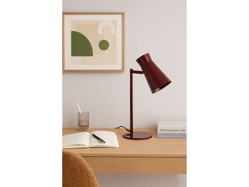  Argon lord lampe de bureau lord, couleur bordeaux, culot e14, avec interrupteur.  - Conforama B