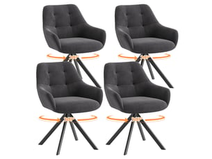 Lot 4 chaise pivotante premium avec demi-accoudoirs - chaise rotation à 360°base métallique haute stabilité, gris