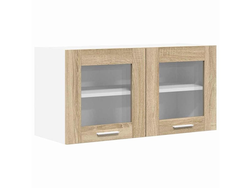  Meuble de rangement cuisine, armoire suspendue chêne sonoma et blanc 80x31x40cm  - Conforama A