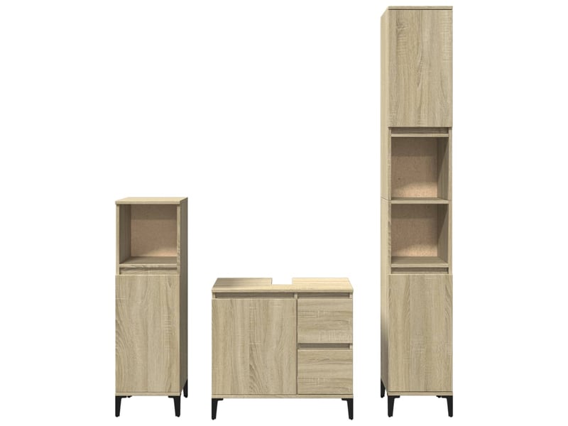  Ensemble de meubles de salle de bain 3 pcs chêne sonoma cf63734  - Conforama D