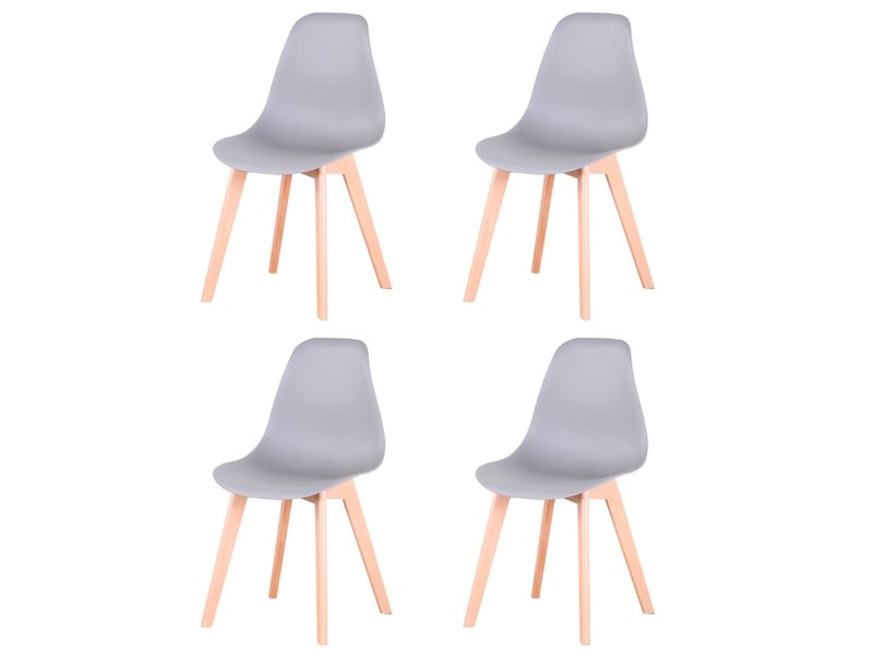  Lot de 4 chaises de salle à manger scandinaves - gris - pieds en hêtre, cuisine, salon  - Conforama A
