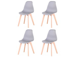 Lot de 4 chaises de salle à manger scandinaves - gris - pieds en hêtre, cuisine, salon