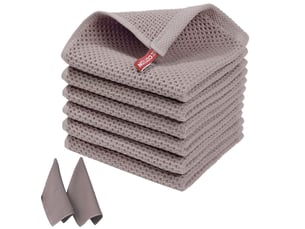 Lot de 6 torchons de cuisine,meulva,34x35x1 cm,gaufré,coton,coloris marron clair