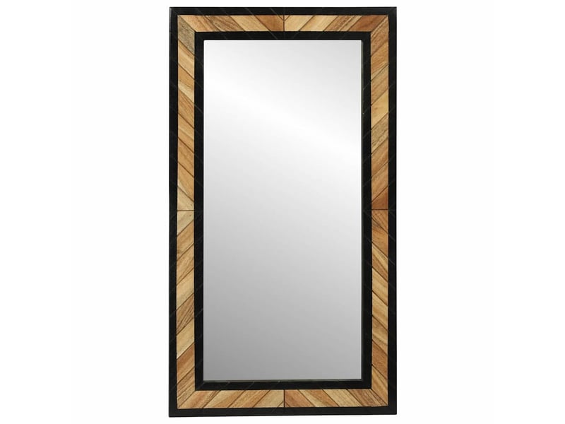 Miroir mural noir et marron 50 x 2 x 90 cm bois d'acacia massif cf62856 - Conforama D