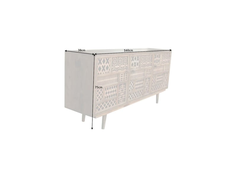  Buffet azra 160 cm en bois de manguier – 3 portes aux motifs géométriques  - Conforama C