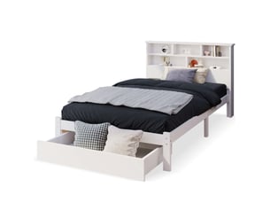 Lit avec rangement 90x200 cm OKWISH coloris blanc