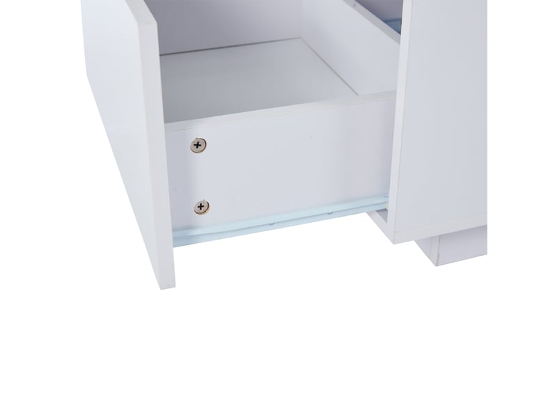  Table basse avec 2 tiroirs et led pour salon 100×50×35 cm en mdf et acrylique blanc brillant  - Conforama D
